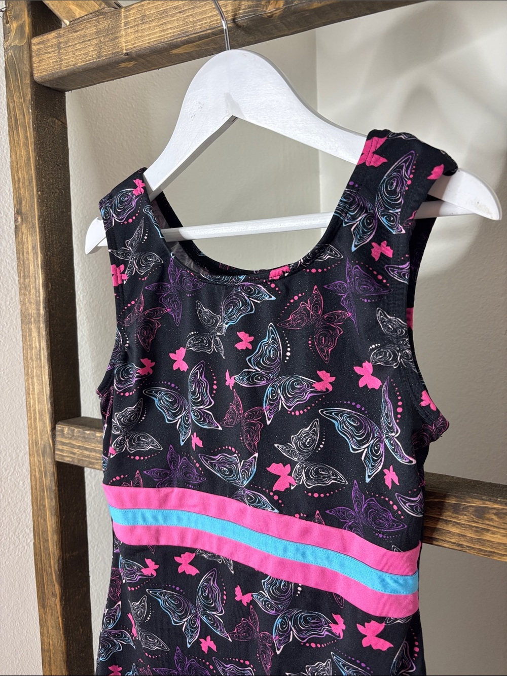 Danskin Black Dance Gymnastics Cheer Print Romper Waistband Size M - Picture 2 of 4